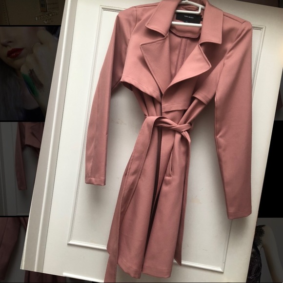 SOLD - Dusty Rose Modern Trench Coat - Picture 2 of 5